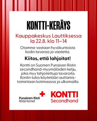 Kontin keräysauto 22.8. klo 11-14 Lauttikseen