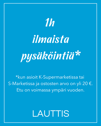 Etu: 1h ilmainen pysäköinti Etu: 1h ilmainen pysäköinti